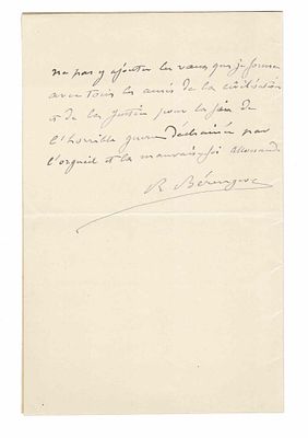 HISTORY - BERENGER René (1830 - 1915) - Autograph letter signed
