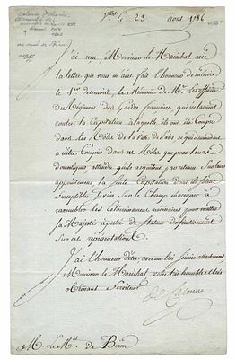 HISTORY - CALONNE Charles Alexandre (1734 - 1802) - Letter signed