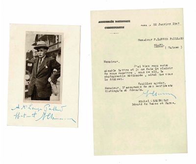 HISTORY - CLEMENCEAU Georges (1841 - 1929) - Photograph with autograph dedication signed ; typed letter signed