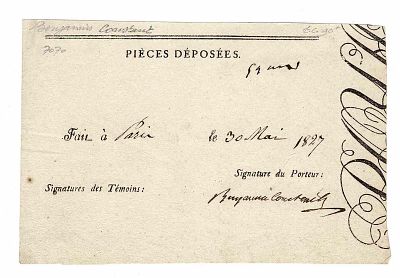HISTORY - CONSTANT Benjamin (1767 - 1830) - Document signed