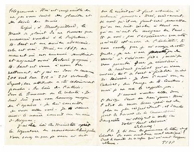 HISTORY - DELCASSE Théophile (1852 - 1923) - Autograph letter signed