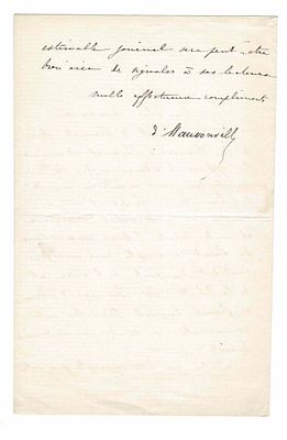 HISTORY - D'HAUSSONVILLE Joseph (1809 - 1884) - Autograph letter signed