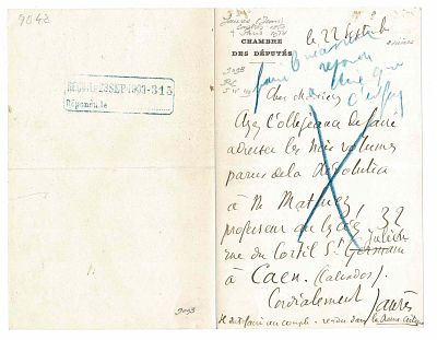 HISTORY - JAURES Jean (1859 - 1914) - Autograph letter signed