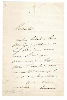 HISTORY - LAMARTINE Alphonse de (1790 - 1869) - Autograph letter signed