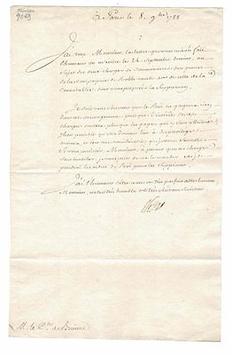 HISTORY - NECKER Jacques (1732 - 1804) - Letter signed