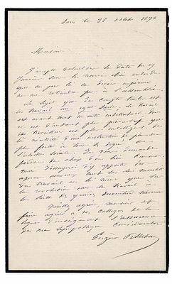 HISTORY - PELLETAN Eugène (1813 - 1884) - Autograph letter signed
