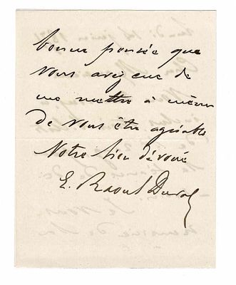 HISTORY - RAOUL DUVAL Edgar (1832 - 1887) - Autograph letter signed