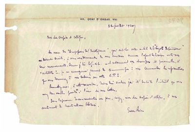 HISTORY - RIOU Gaston (1883 - 1958) - Autograph letter signed