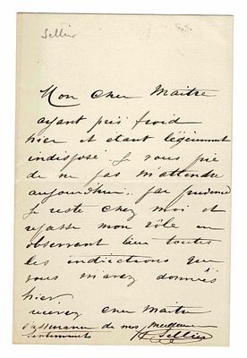 HISTORY - SELLIER Henri (1883 - 1943) - Autograph letter signed