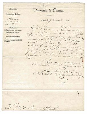 HISTORY - VILLEMAIN Abel François (1790 - 1870) - Letter signed ; autograph letter signed