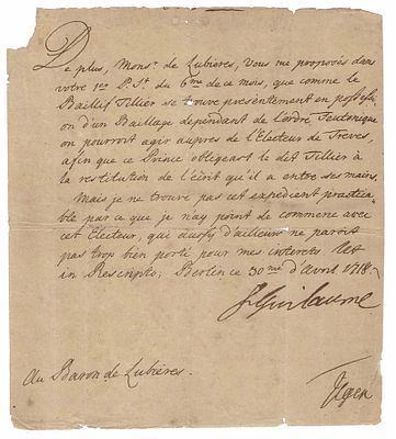 HISTORY - FREDERICK WILLIAM I (1688 - 1740) - Letter signed