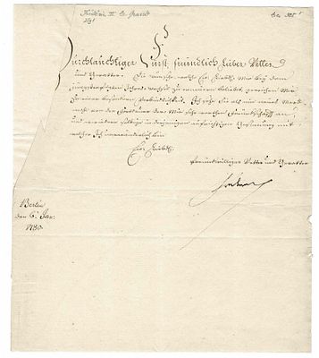 HISTORY - FREDERICK II (1712 - 1786) - Letter signed