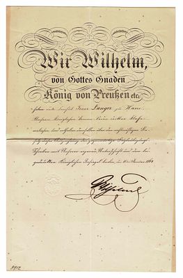 HISTORY - WILLIAM I (1797 - 1888) - Document signed