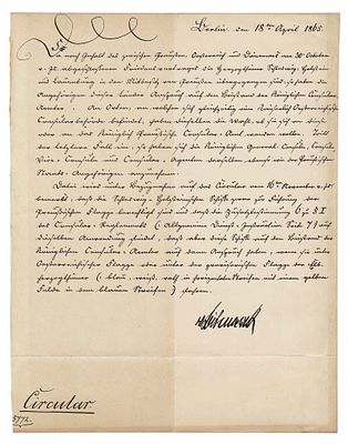 HISTORY - BISMARCK Otto von (1815 - 1898) - Signd letter