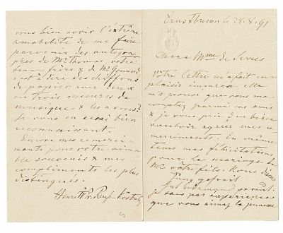 HISTORY - HENRI IV REUSS-KOESTRITZ (1821 - 1894) - Autograph letter signed