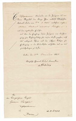 HISTORY - VON ARNIM Harry Karl Kurt (1824 - 1881) - Autograph letter signed