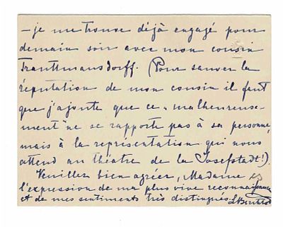 HISTORY - BERCHTOLD Leopold (1863 - 1942) - Autograph card signed