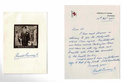 HISTORY - BURROUGH Harold (1889 - 1977) - Autograph letter signed