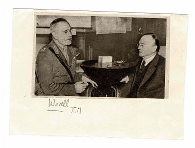 HISTORY - WAVELL Archibald (1883 - 1950) - Signed printed photograph