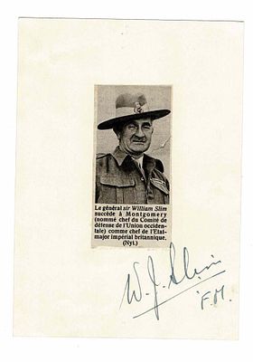 HISTORY - SLIM William (1897 - 1970) - Signed printed photograph
