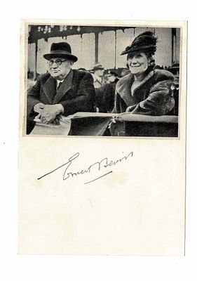 HISTORY - BEVIN Ernest (1881 - 1951) - Signed printed photograph