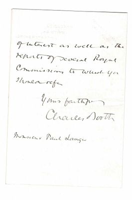 HISTORY - BOOTH Charles (1840 - 1916) - Autograph letter signed