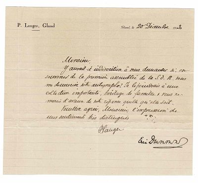 HISTORY - DRUMMOND PERTH Eric (1876 - 1951) - Letter signed