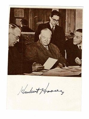 HISTORY - HOOVER Herber Clark (1874 - 1964) - Signed printed photograph