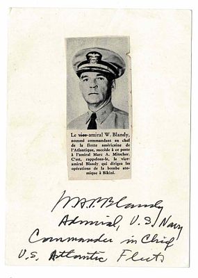 HISTORY - BLANDY William Henry Purnell (1890 - 1954) - Signed printed photograph