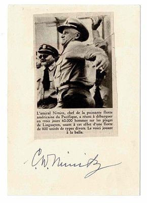 HISTORY - NIMITZ Chester William (1885 - 1966) - Signed printed photograph