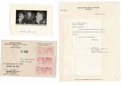 HISTORY - SPAATZ Carl (1891 - 1974) - Signed printed photograph