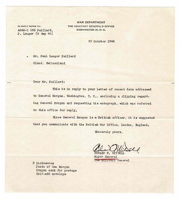 HISTORY - WITSELL Edward F. (1923 - 2001) - Typed letter signed