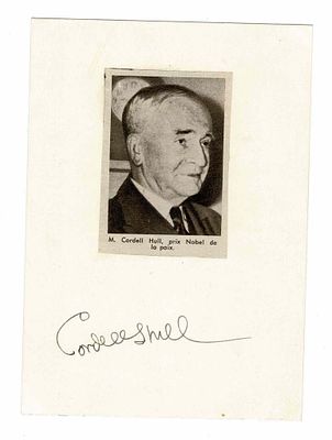 HISTORY - HULL Cordell (1871 - 1955) - Signed printed photograph