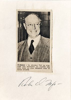 HISTORY - TAFT Robert Alphonso (1889 - 1953) - Signed printed photograph