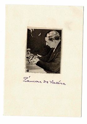 HISTORY - VALERA Eamon (1882 - 1975) - Signed printed photograph