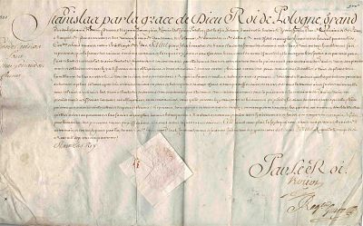 HISTORY - STANISLAS I King of Poland (1677 - 1766) - Document signed