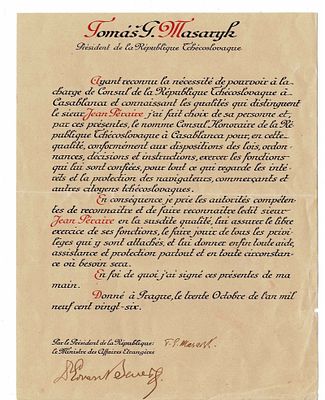 HISTORY - MASARYK Tomas Garrigue (1850 - 1937) - Document signed