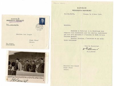 HISTORY - BENES Edvard (1884 - 1948) - Signed printed photograph