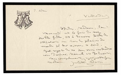 LITERATURE - ADAM Juliette (1836 - 1936) - Autograph letters signed