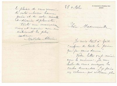 LITERATURE - ALANIC Mathilde (1864 - 1948) - Autograph letters signed