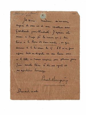 LITERATURE - BOURGET Paul (1852 - 1935) - Autograph letters signed