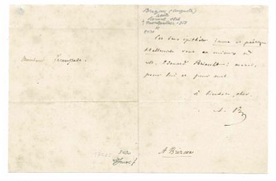 LITERATURE - BRIZIEUX Auguste (1803 - 1858) - Autograph letter signed