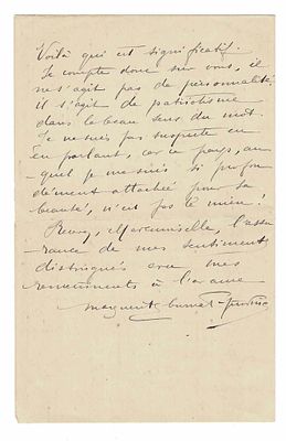 LITERATURE - BURNAT-PROVINS Marguerite (1872 - 1952) - Autograph letter signed