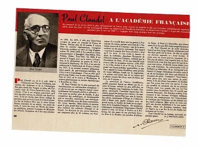 LITERATURE - CLAUDEL Paul (1868 - 1955) - Printed article signed