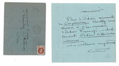 LITERATURE - COLETTE Gabrielle (1873 - 1954) - Autograph letter signed