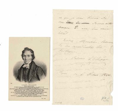 LITERATURE - DELAVIGNE Casimir (1793 - 1843) - Autograph letter signed