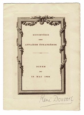 LITERATURE - DOUMIC René (1860 - 1937) - Menu signed