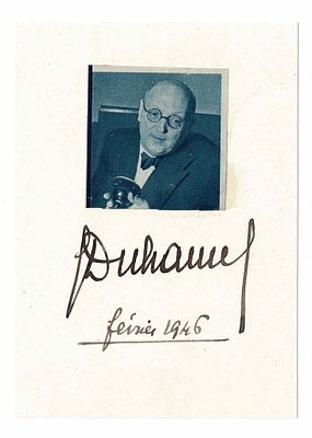 LITERATURE - DUHAMEL Georges (1884 - 1966) - Signed printed photograph ; Typed letters signed