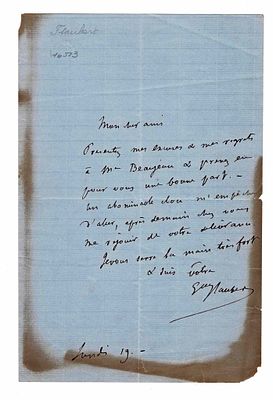 LITERATURE - FLAUBERT Gustave (1821 - 1880) - Autograph letter signed