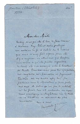 LITERATURE - GAUTIER Théophile (1811 - 1872) - Autograph letter signed